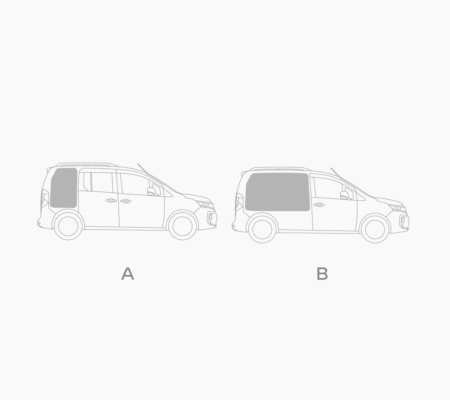 Nissan TOWNSTAR Combi: Illustrazione laterale L1 della capacità del bagagliaio parziale e completa